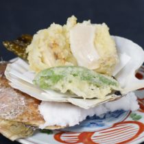 天然活帆立貝天ぷら